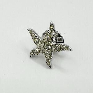 Swarovski Tie Tack Lapel Pin Starfish Beach Wedding Beachy Mens